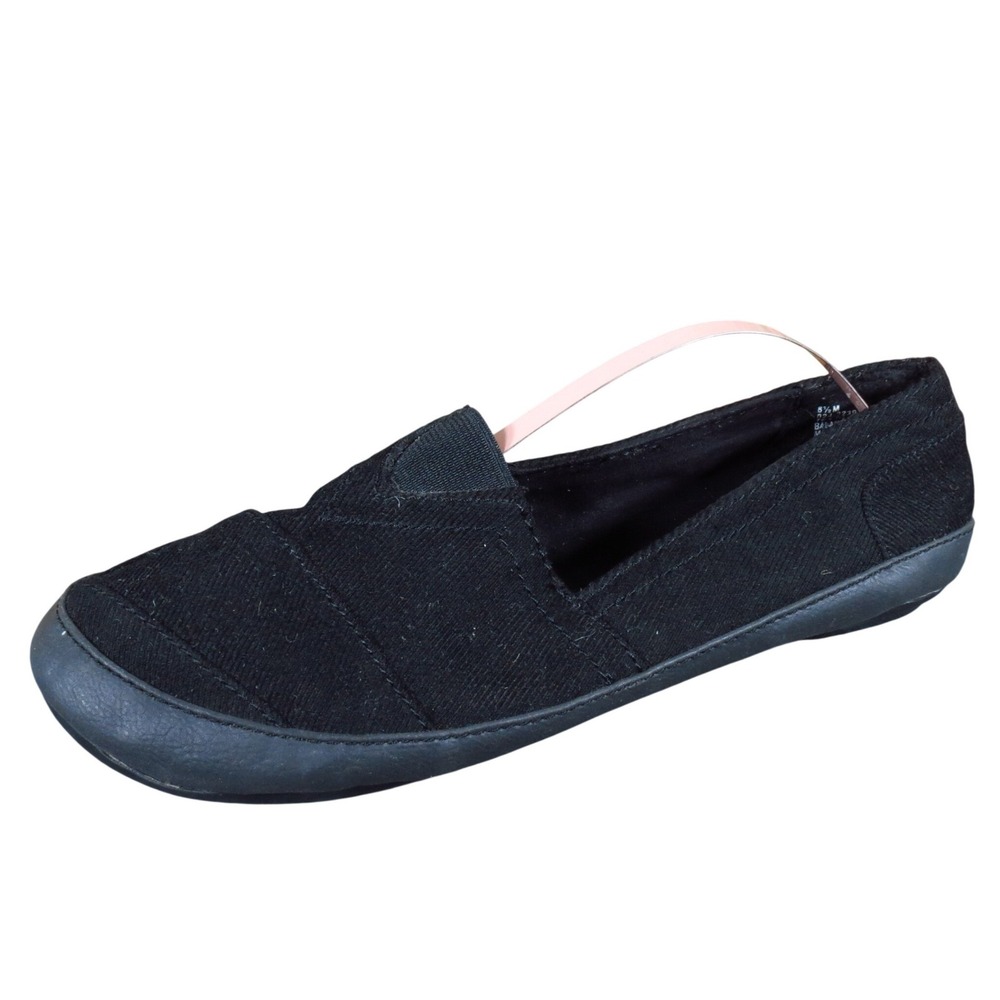 St. John's Bay Womens Slip On Flats Size 8.5 Casual Walking Black Fabric Shoes